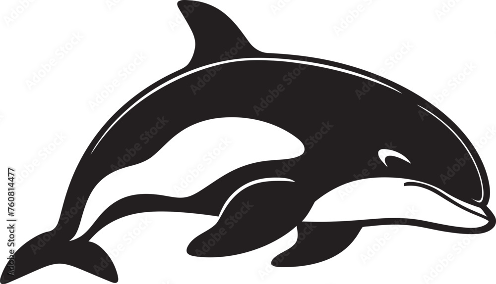 Naklejka premium Darling Dolphin Defender Cartoon Whale Logo Playful Pod Cute Orca Vector Icon