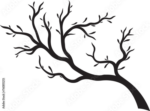 Pallid Plant Pennant Symbolic Logo of Dry Tree Branches Blighted Bough Badge Vector Logo of Dead Tree Limbs