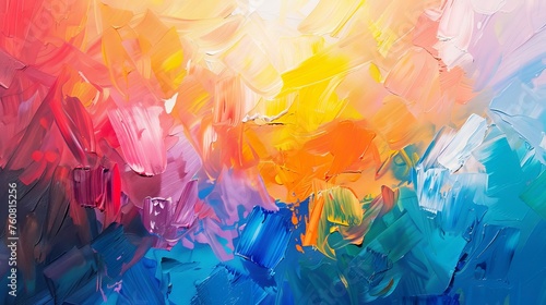 Vibrant abstract oil painting background evoking the joy and energy of a summer day.