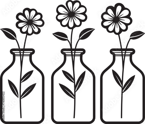 Blossom Bottleneck Floral Elixir Emblem Bouquet Bottles Vector Logo of Bottled Blooms