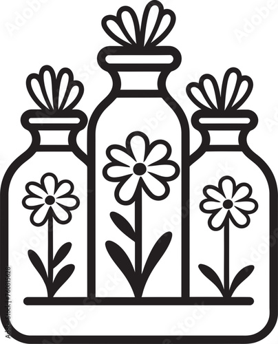 Blooms in Bottles Petal Perfection Logo Blossom Bottleneck Floral Elixir Emblem