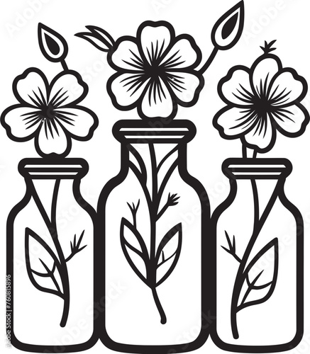 Scented Serenity Floral Elixir Logo Symbol Bloomed Bottleneck Flower in Bottle Emblem