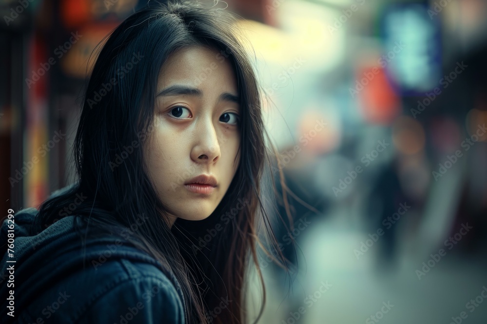 Obraz premium Scenic Asian women street. Outside travel trip. Generate Ai