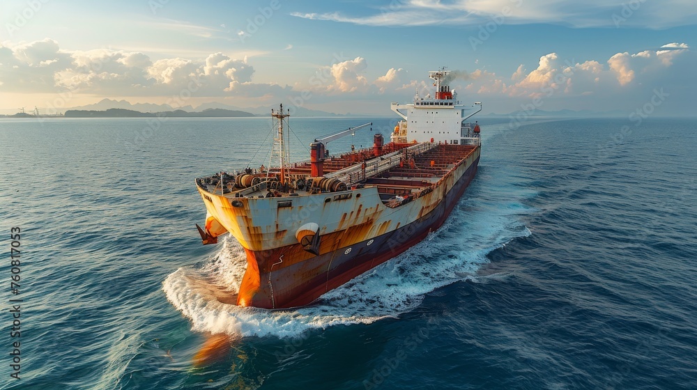 Large Ship Sailing in Open Ocean Large Ship Sailing in Open Ocean