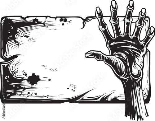Decomposing Directive Vector Icon of Zombie Hand Signboard Eerie Advertisement Zombie Hand Signboard Logo Design