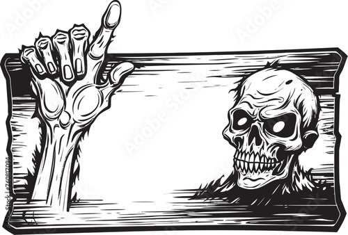Undead Usher Vector Icon of Zombie Hand Signboard Dreadful Directive Zombie Hand Signboard Logo Design