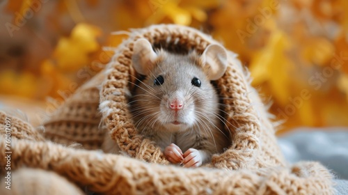 Curious Mouse Peeking Out From Under Blanket