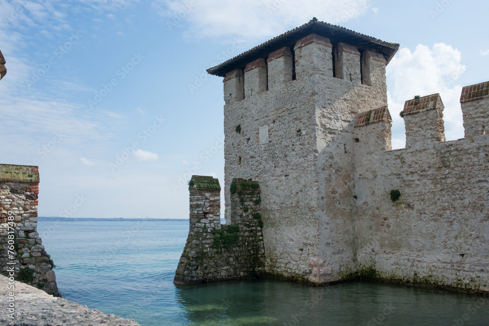 Picturesque fortress by the lake at Sirmione, Italy