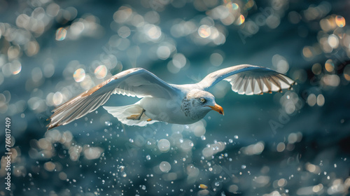 Seagull Flying Over Ocean