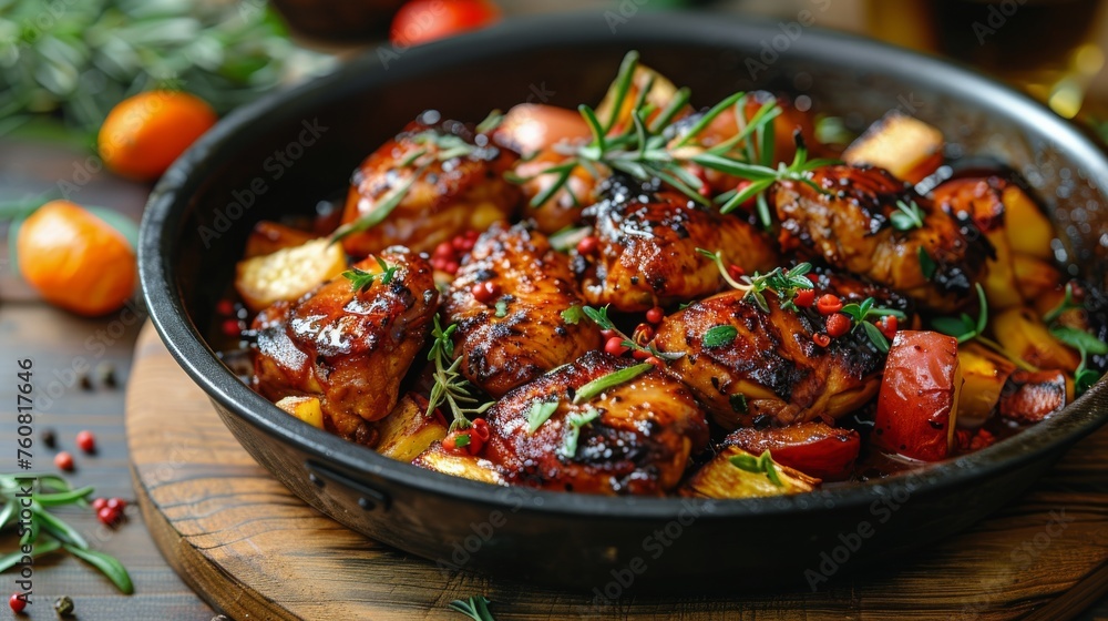 Bowl of Chicken With Tomatoes and Herbs Bowl of Chicken With Tomatoes and Herbs