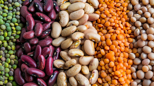 Colorful Variety of Raw Legumes Close up photo