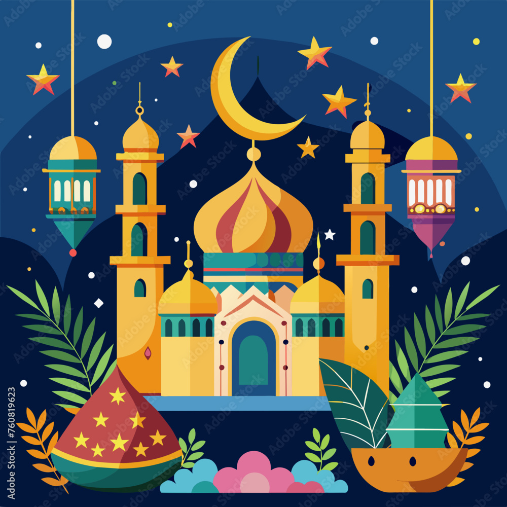 Fototapeta premium RAMAN LOGO EID LOGO EID DUL FITAR RAMDAN