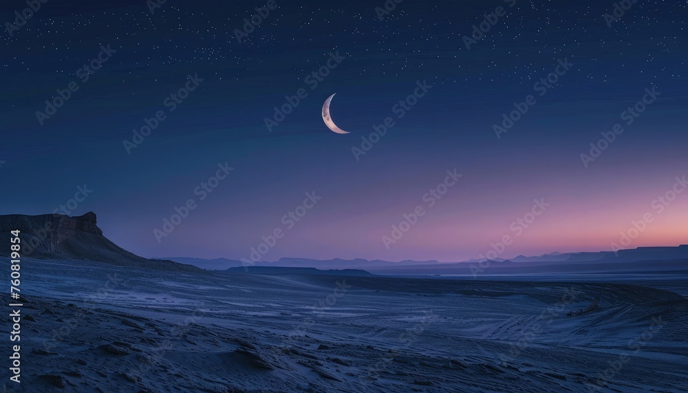 Ramadan background. Moon background in the night sky