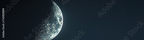 Ramadan background. Beautiful background of the Moon in the night sky. Super ultra wide best for wallpapers.