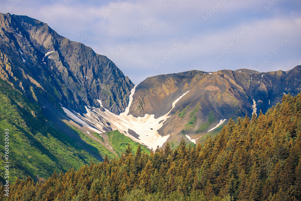 Fototapeta premium Schnee in den Bergen in Alaska