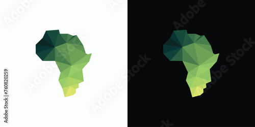 Geometric polygonal africa map shape vector logo design with modern, simple, clean and abstract style.