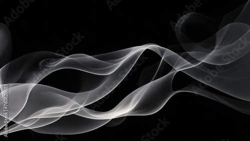 Abstract smoke waves. Black and white abstract background