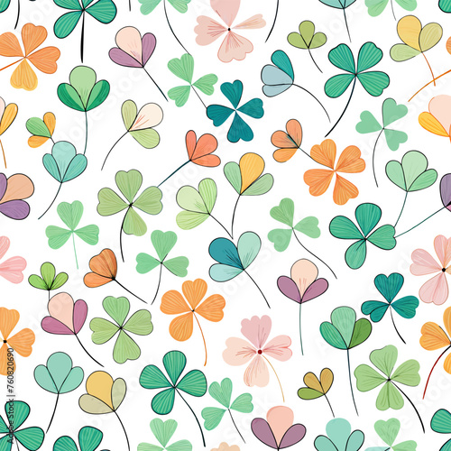 Clover colorful pastel art seamless pattern background