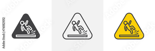 Warning Symbol for Wet and Slippery Surfaces. Caution Sign for Potential Falls.