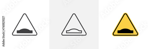 Speed Bump Road Sign. Caution Symbol Indicating Speed Control Ahead.