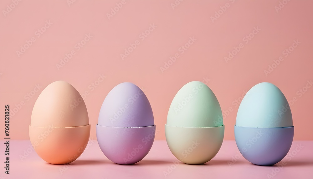 Easter eggs in pastel colors on a pink background Easter eggs in pastel colors on a pink background