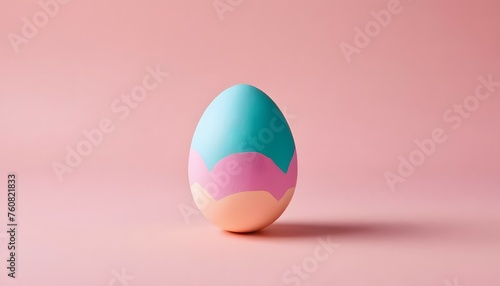 Easter painted egg on a pink background. Easter day banner