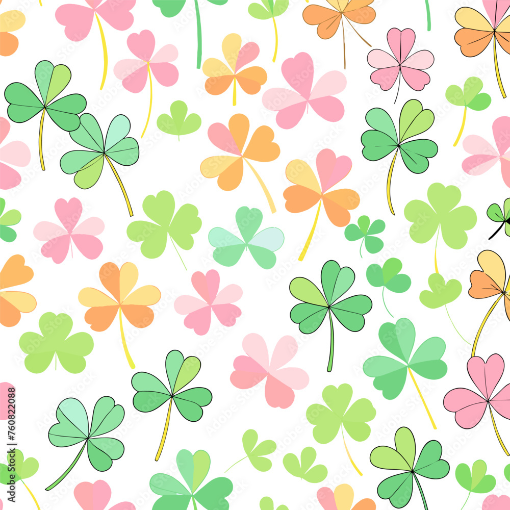 Clover colorful pastel art seamless pattern background