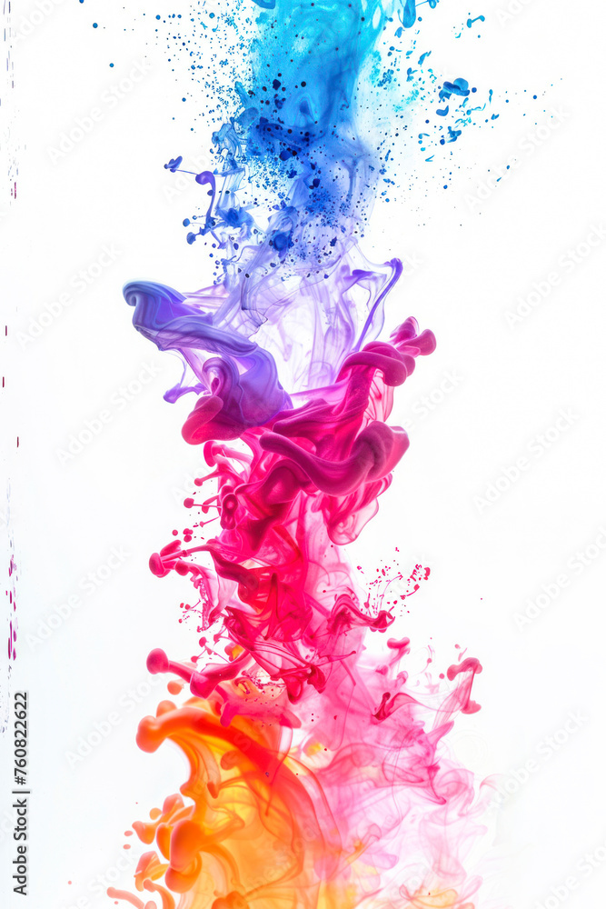 Fototapeta premium Vertical Abstract color splash isolated on white background.