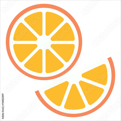 Juicy orange fruit in white, yellow, and orange colors, with summer fruit decoration and decorative texture, circular geometric vector illustration