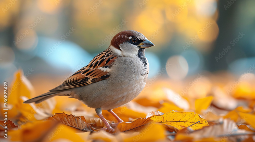 Sparrow close up posing. Sparrow close to the blurred background of nature. Sparrow close up posing. Sparrow close to the blurred background of nature.