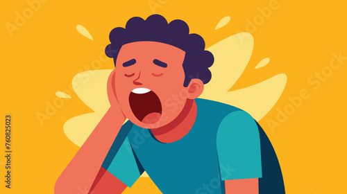 Man Yawning on a Bright Yellow Background