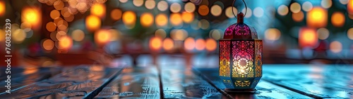 Ramadan background. Beautiful lantern light sparkle background. Best super ultra wide for wallpaper.