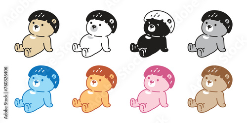 Bear polar icon sitting vector short hair bangs fringe hairstyles teddy pet head cartoon character logo symbol illustration clip art isolated design © CNuisin