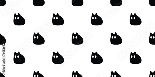 cat seamless pattern vector fat black kitten calico munchkin neko pet cartoon doodle tile background gift wrapping paper repeat wallpaper illustration isolated design