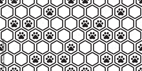 dog footprint seamless pattern cat paw vector honeycomb hexagonal pet puppy kitten bear cartoon doodle gift wrapping paper repeat wallpaper tile background illustration scarf isolated design