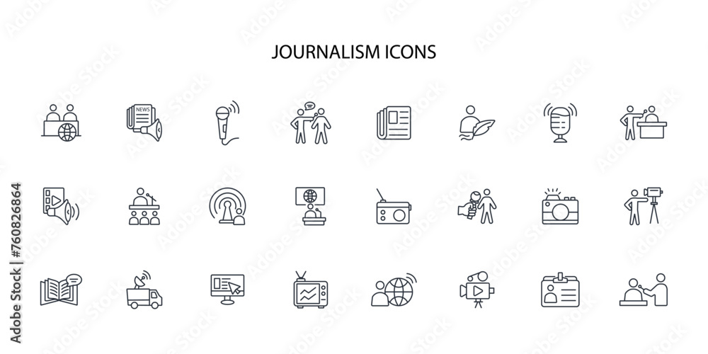 journalism icon set.vector.Editable stroke.linear style sign for use web design,logo.Symbol illustration. journalism icon set.vector.Editable stroke.linear style sign for use web design,logo.Symbol illustration.