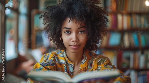 Girl Reading Book at Table