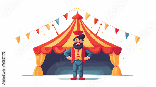 A cheerful circus clown performing tricks under