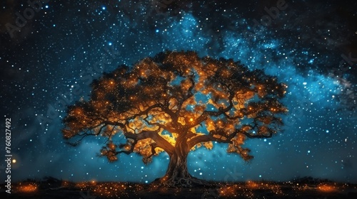 Large Tree Adorned With Festive Lights