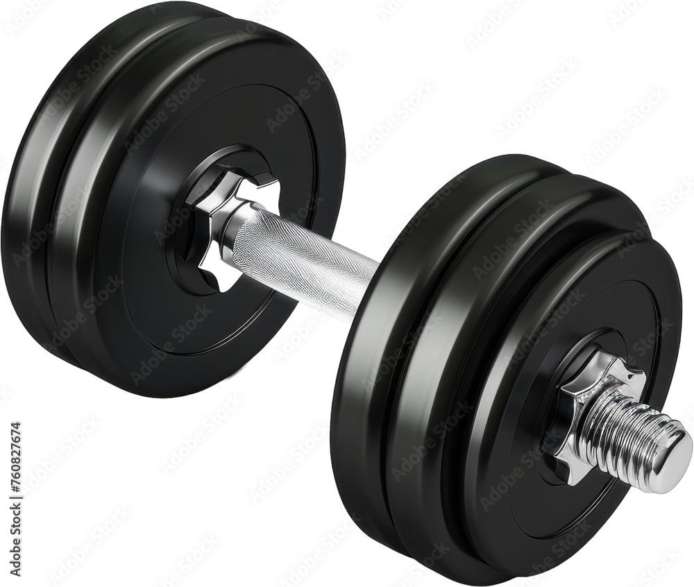 Adjustable dumbbell with black weight plates, cut out transparent Adjustable dumbbell with black weight plates, cut out transparent