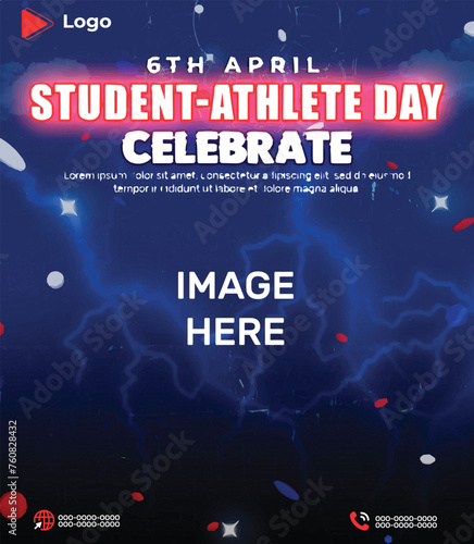 National student athlete day celebration with instagram and facebook post template | student athlete day instagram and facebook post template | Student athlete day social media post and web banner