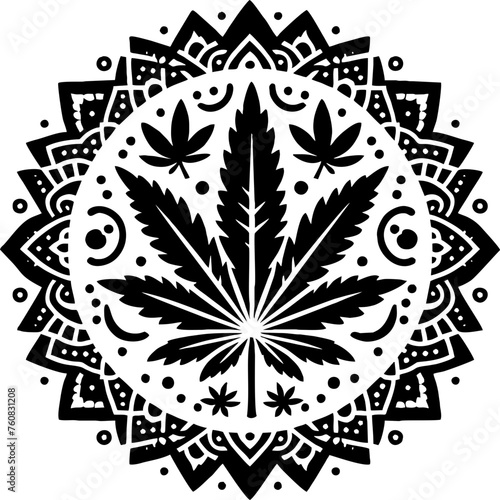 Cannabis leaf Black Vector in the Mexican Style