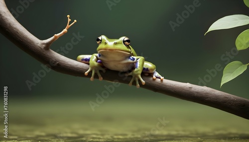 A Frog With Its Front Legs Outstretched Reaching