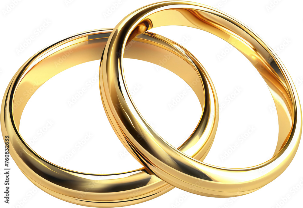 Pair of golden wedding bands, cut out transparent Pair of golden wedding bands, cut out transparent