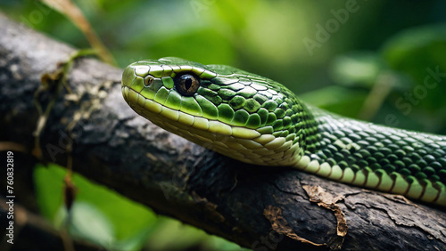 green snake in nature