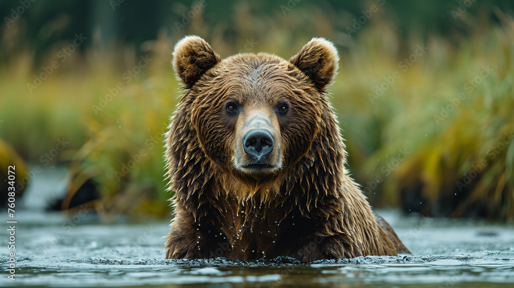 Obraz premium A brown bear in the forest