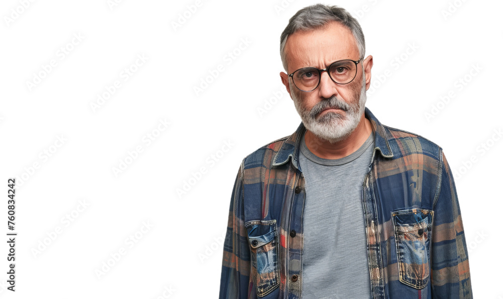 Portrait of a middle-aged man dressed in casual clothes with glasses looking for the camera. Portrait of a middle-aged man dressed in casual clothes with glasses looking for the camera.