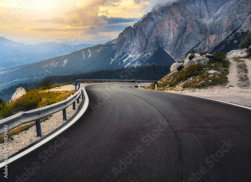 Highway in mountain in summer evening, travel concept