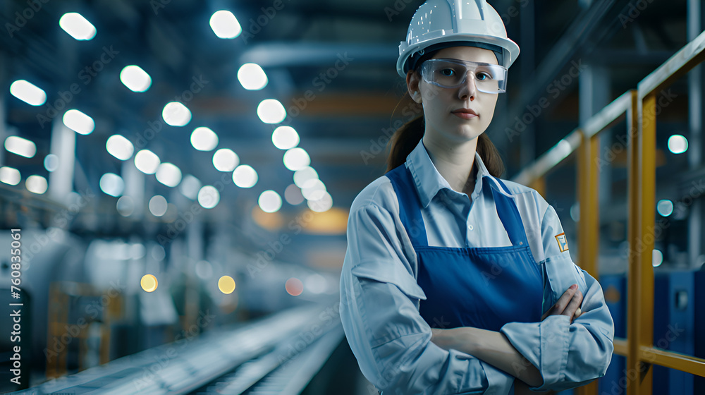 Female project supervisor manager, engineer in the fwctory Female project supervisor manager, engineer in the fwctory