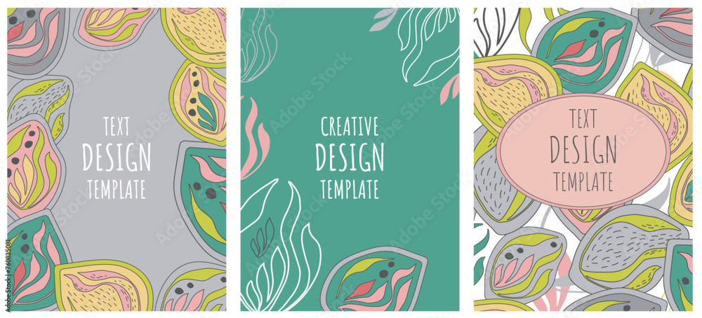 Vintage Organic creative template border. Natural floral minimal background with organic shapes and abstract leaves and lines. Creative abstract background texture. Abstract design template.